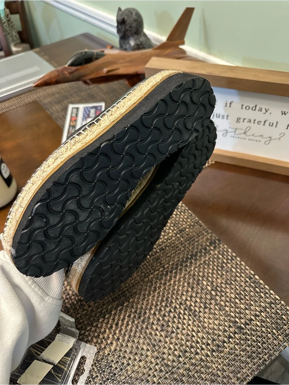 Black Espadrille Slip-On Flats